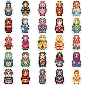 50 pezzi di classici adesivi matrioska russi per bagagli e custodie per telefoni