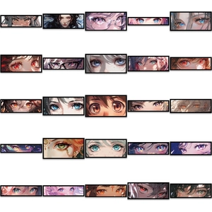 Collection of 50 anime girl eye stickers for DIY decoration on laptops and phone cases
