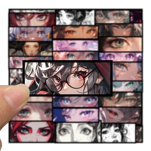 50 pieces of anime girl eyes doodle stickers for DIY laptop and phone case decoration