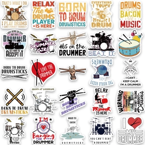 50 stuks Drummer Rock Musician stickers voor koffers en gitaar met diverse citaten