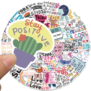 52-pack of colorful motivational stickers for guitar luggage and phone cases decoration