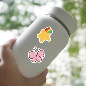 90pcs cartoon bear and rabbit stickers on water bottle with star and bow designs