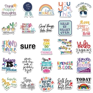 52 pieces set of colorful inspirational quote stickers for laptops and guitar decoration