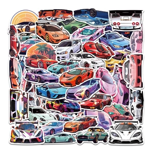 Cartoon Sports Car Stickers Waterproof PVC Supercar Decals For DIY Laptop Luggage Skateboard Phone Case Decoration