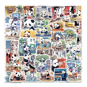 50Pcs Cartoon Panda Graffiti Stickers Waterproof PVC Decals For Laptop Suitcase Motorcycle Skateboard Guitar DIY Decor