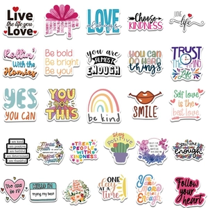 52-pack of colorful waterproof motivational stickers for laptops and guitar cases