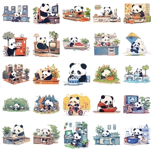 Collection of 25 cute cartoon panda graffiti stickers for laptop and luggage decor