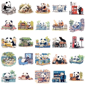 50 pieces of waterproof cartoon panda graffiti stickers for laptop and luggage decoration