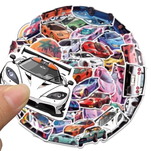 50-piece set of cartoon sports car stickers for DIY decorating luggage and phone cases