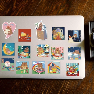 Set di 40 adesivi con orsetti animati per decorare laptop e custodie per telefoni cellulari