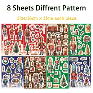Set of 8 cartoon Nutcracker collage stickers for DIY journals and laptop decoration