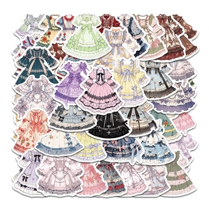 Détails d'autocollants de robes Lolita avec dentelle et nœuds pour journaux intimes