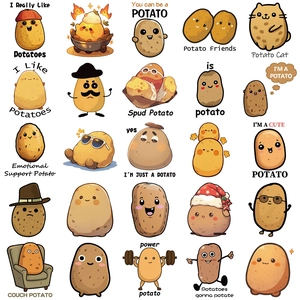 50 pieces of waterproof cartoon potato stickers for laptops and skateboards in high quality