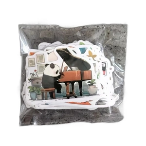 Panda playing piano waterproof cartoon sticker set for motorcycle and luggage decoration