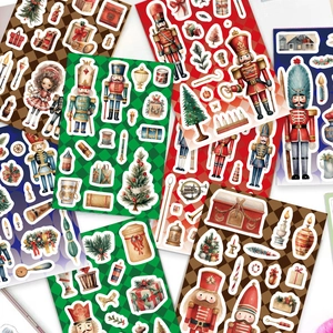 8 sheets of cartoon Nutcracker soldier Christmas stickers for DIY scrapbooking and decor