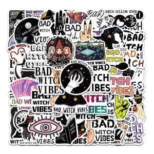 Bad Witch Vibes Stickers Waterproof PVC Gothic Witchy Decals For Laptop Suitcase Journal Fridge Decoration