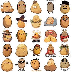 50pcs waterproof cartoon potato stickers set for luggage and laptop decoration