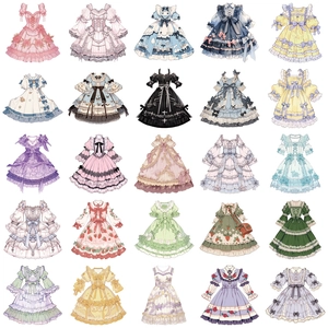 50 autocollants de mode Lolita imperméables avec divers designs et couleurs de robes