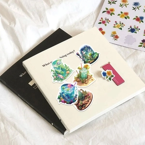 50pcs creative cartoon stickers featuring micro world themes for DIY phone cases and laptops