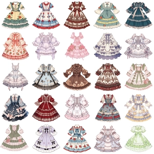 Lot de 50 autocollants de robes Lolita imperméables pour journaux et ordinateurs