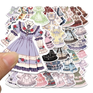 50 autocollants de robe Lolita imperméables pour décoration de DIY ordinateur et valise