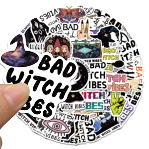 50pcs Bad Witch Vibes stickers set featuring mystical occult designs for decoration