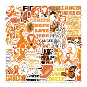 Orange Ribbon Leukemia Cancer Awareness Stickers Waterproof PVC Decals For Laptop Water Bottle Guitar Car Decoration