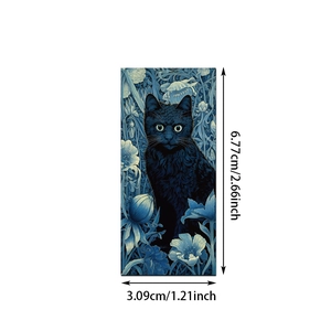 Dimensions du sticker chat noir avec motif floral bleu pour décoration personnalisée