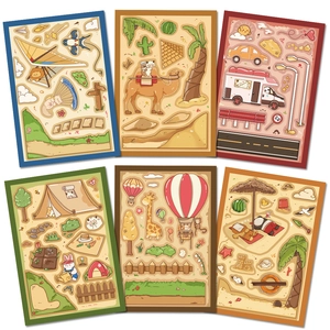8 Sheets Cartoon Animal Travel Scenery Scrapbooking Stickers Waterproof PVC Matte Finish DIY Planner Journal Decor Stickers