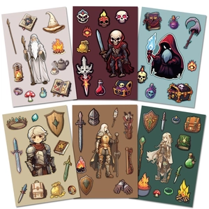 Autocollants de Personnage d'Aventurier RPG en PVC Mat Impression DIY Scrapbooking Journal Coque de Téléphone Autocollant Étanche