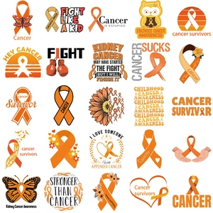 50pcs waterproof leukemia cancer awareness stickers with orange ribbons for laptop DIY