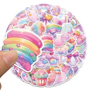 50 pieces of colorful kawaii waterproof candy stickers for water bottles and laptops