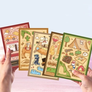 5 sheets of waterproof cartoon animal travel stickers featuring bears and rabbits