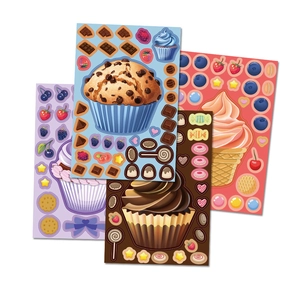 Set of 8 dessert-themed DIY stickers with cupcakes and ice cream for creative decoration