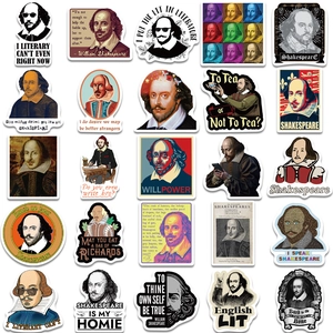 Set of 50 waterproof William Shakespeare stickers for laptops and luggage case decoration