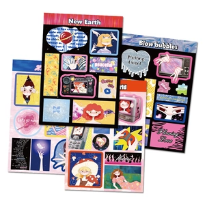 Polka Girl series decorative stickers set with retro TV and gamepad illustrations