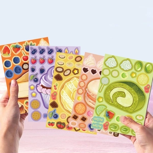 Colorful dessert and fruit sticker sheets for DIY scrapbooking and phone case deco