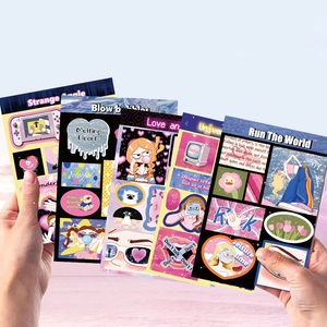 DIY colorful cartoon girl stickers set for scrapbooking and phone case decoration