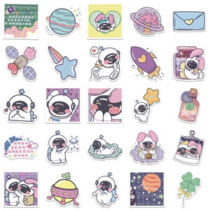 50Pcs Cute astronaut stickers for water bottles and laptops in pastel colors