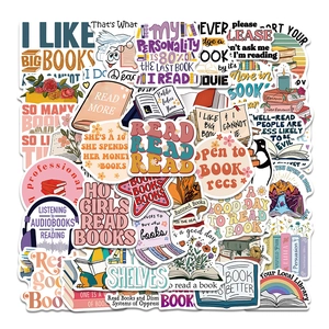 Waterproof PVC Book Reading Graffiti Stickers Cartoon Decorative Decals For Laptop Water Bottle Luggage Library Theme Gift