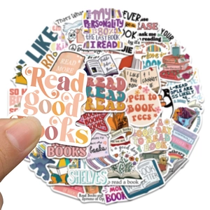 Close-up of waterproof reading-themed stickers with vintage Morandi illustrations