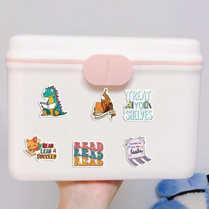 50pcs waterproof cartoon reading stickers for DIY luggage and laptop decoration