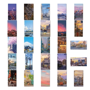 Détail de 22 autocollants de paysages japonais pour décorer carnets et valises