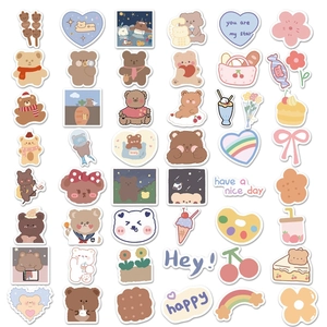 Set of 102 cute cartoon bear stickers for planners, laptops, and decorative scrapbooking