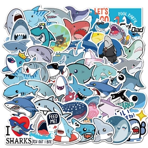 Cartoon Shark Stickers Waterproof PVC Graffiti Decals DIY Suitcase Skateboard Laptop Water Bottle Cute Animal Reward Stickers For Kids