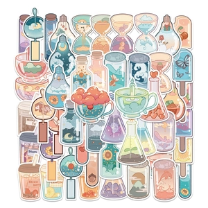 50pcs waterproof ins-style creative bottle stickers for DIY scrapbooks and suitcases