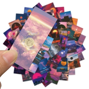 Set of 50 aesthetic sunset and starry sky waterproof stickers for journals and laptops