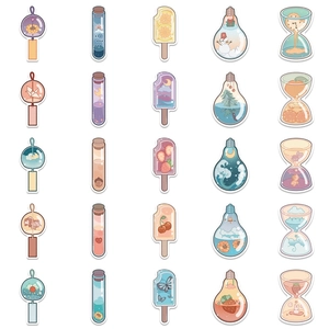 25-piece aesthetic waterproof drink stickers with nature and starry sky themes
