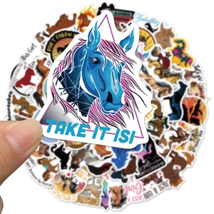 Pack of 50 colorful cartoon horse stickers for luggage and skateboard waterproof decals