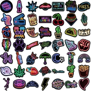 Set di 50 adesivi colorati neon graffiti per decorazione DIY di laptop e valigie